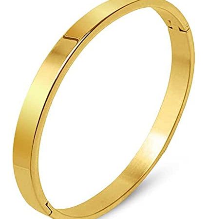 Golden Stainless Steel Openable Kada Bracelet – Stylish Unisex Gift