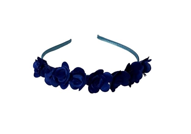 Blue Floral Hairband – Artificial Flower Tiara for Women & Girls