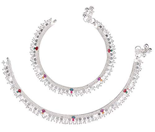 Silver Plated White Metal Alloy Anklets Payal Pair