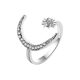 Womens Silver Open Moon Ring
