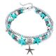 Antique Silver Multi-Layer Boho Turquoise Anklet for Women