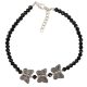 Black Bead Anklet with Silver Butterfly Charm