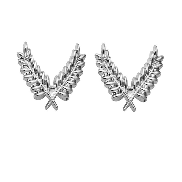Antic Rhodium Metal Cross Leaves Collar Pins for Men