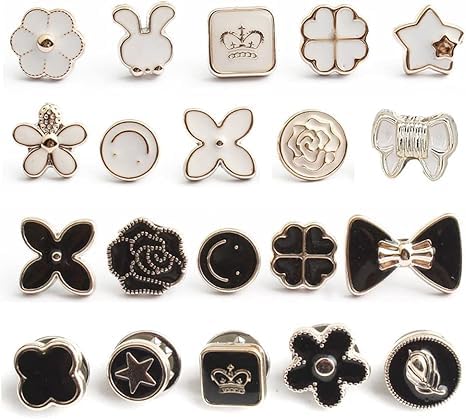 20PCS Pearl Brooch Buttons – Snap Pins for Clothes & Blazers