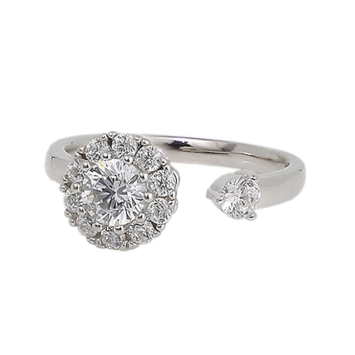 Open Flower crystal Spinner Ring for woman and girls