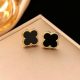 Dainty Jewels Black Clover Stud Earrings – Stainless Steel for Women & Girls