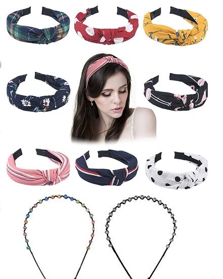Polka Dot Knot Hairbands – Korean Style (Set of 6, Multicolor)