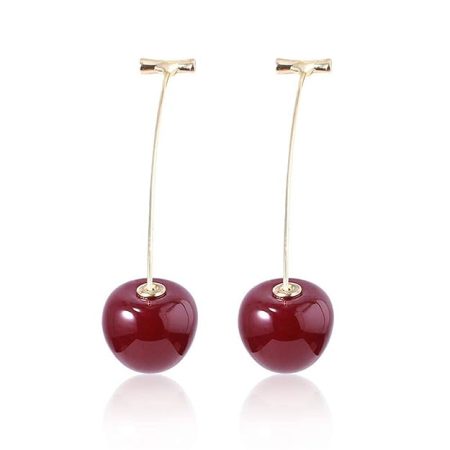 Earrings For Women Red Cherry Designs Gold Plated Dangle Earrings
