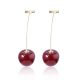 Earrings For Women Red Cherry Designs Gold Plated Dangle Earrings