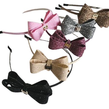 Glitter Bow Hairbands – Multicolor Set for Girls & Women (Pack of 6)