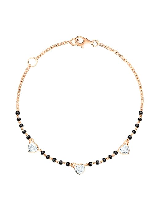 Heart Shape Hanging Anklet With Solitaire Crystal Diamonds Painjan Payal Leg Mangalsutra