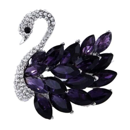 Sparkling Studed Crystals Swan-Shaped Brooch Clothing Accessories for Women