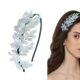 Crystal & Pearl Flower Hairband – Silver & Black for Women & Girls