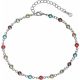 Silver Adjustable Multicolor Round Crystal Stone Ankle Bracelets