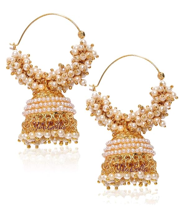 Fashion Jewellery Gold Plated Pearl Jhumka/Jhumki Earings