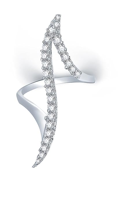 Premium American Diamond Silver Plated Ring For Women - Adjustable