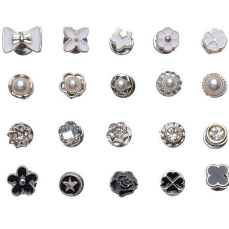 20 Pearl Rhinestone Brooch Pins – Safety Clips for Shirts & Shawls