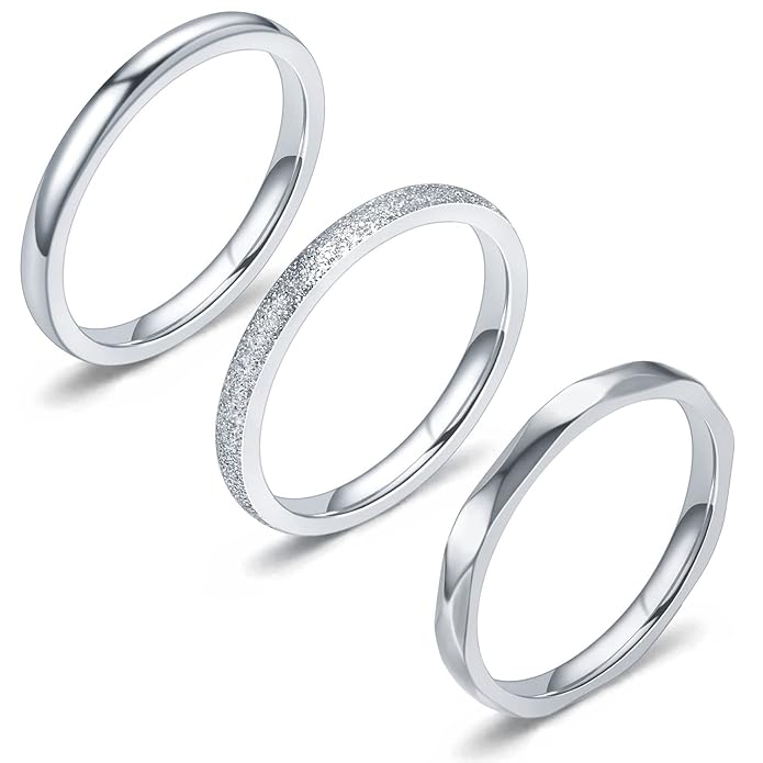 Stainless Steel Rings Women's Stackable Eternity Ring Band