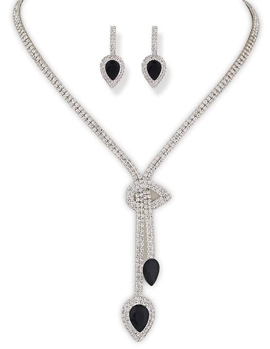 Stylish Fancy Sparkling Crystal Diamond Necklace Jewellery Set