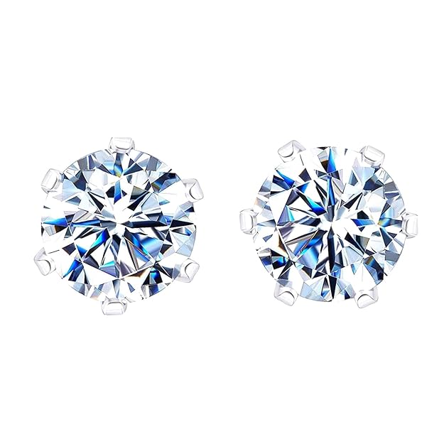 Silver Solitaire Stud Earrings