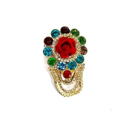 Kundan Brooch Pin – Multicolor for Dupatta & Saree (Design 01)