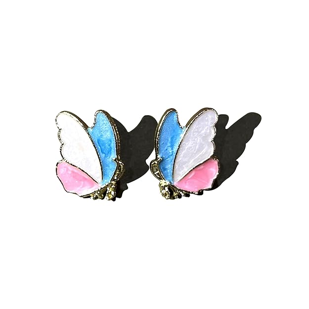 Aachri Korean Butterfly Stud Earrings – Tricolor Enamel for Women & Girls
