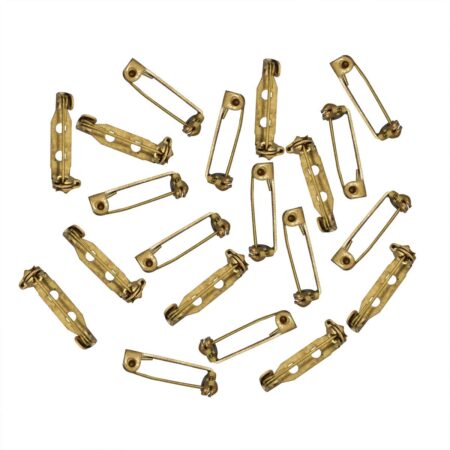 Brooch Pin Backs – 2 Holes for Jewelry Making (20 Pieces, 7x22mm)