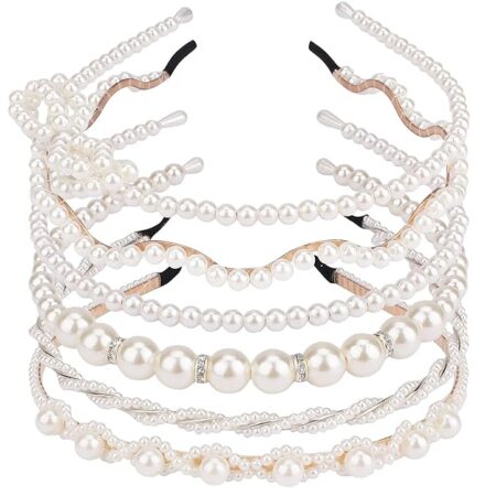 Pearl Rhinestone Headbands – Bridal Set (Pack of 5)