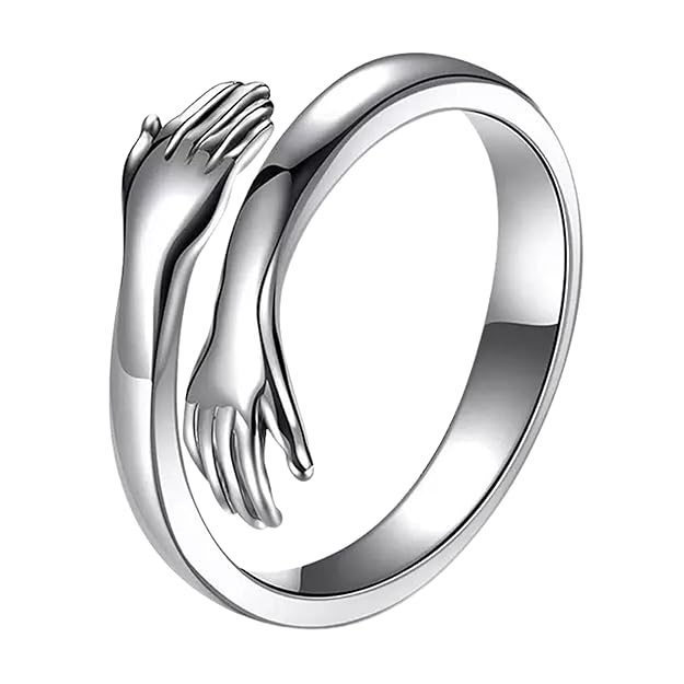 Stainless Steel Love Promise Hug Ring for Women