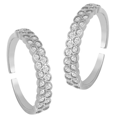 Rani Pink Cubic Zirconia Studded Gold Plated Fancy Toe Ring Adjustable Bichiya