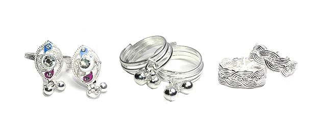 Combo Of Stones Studded Silver Colored Bichhiya