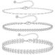 14K Gold Plated Dainty Layered Anklet Snake Paperclip Set for Women (3Pcs)