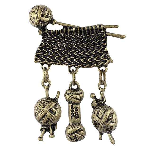 Antique Grandma's Knit Wool Balls Vintage Stud Pin Brooch for Men|Women|Girls