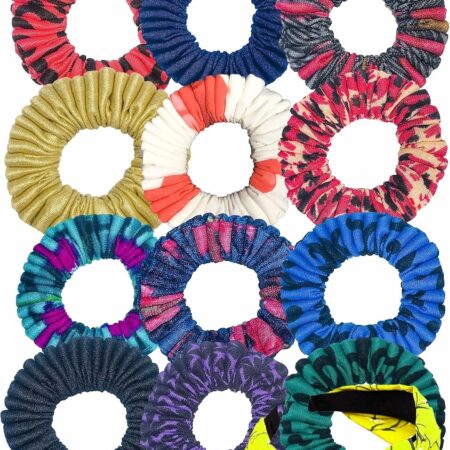 Elastic Hair Scrunchies – Multicolor Ponytail Holders for Women & Girls
