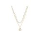 Vembley Charming Gold Plated Pearl Double Layered Pendant Necklace for Women and Girls