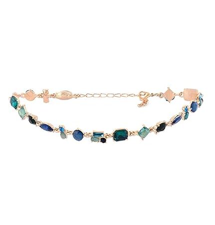 Green & Blue Dazzling Stones Embellished Contemporary Necklace For Women-ZPFK15164