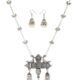 Latest Oxidised German Silver Afghani Long Chain Pendant Earrings Necklace Jewellery Set for Women (Silver) (12013s)