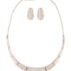 Rose Gold Cubic Zirconia Party Bling Necklace & Earring Set For Women-ZPFK15274