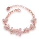 Rose Gold Plated Pink Flowers Link Chain Adjustable Size Charm Alloy Bracelet Decorated With Crystals for Girls & Women BROK1000009