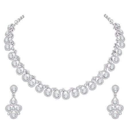 Atasi International Diamond/Stones Necklace Set with Earrings for Women | Stylish Jewellery for Party, Wedding and Festive Occasions | Fashion Accessories