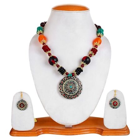 YouBella Gifts Stylish Latest Traditional Afghani Tribal Beads Multicolor Jwell Necklace Jewellery Set with Earrings for Girls and Women